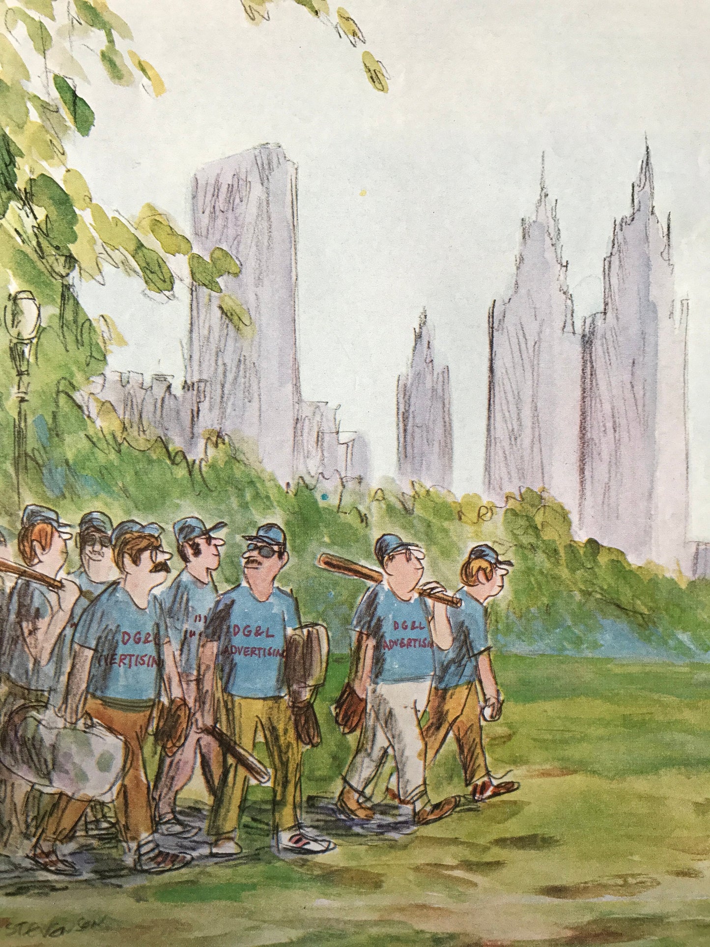 July 19, 1976 - The NEW YORKER Magazine charming original cover - Artist: James Stevenson - baseball