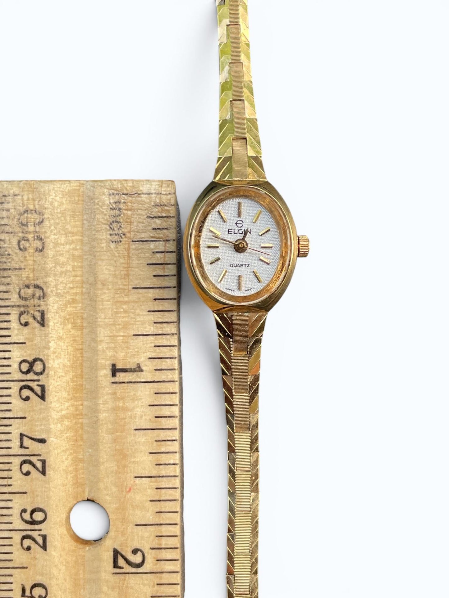 Vintage Elgin Ladies Quartz Watch Gold Tone Bracelet Watch Petite Dress Watch - Not Running As-Is