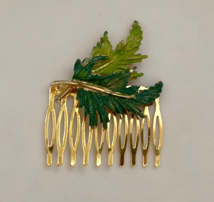 Unique handpainted fall leaves hair comb