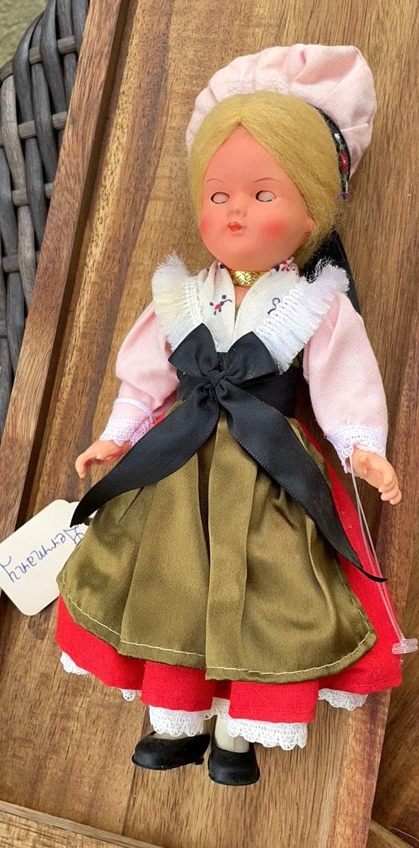 Vintage collectible handmade German doll figurine - made in Germany - eyes open and close