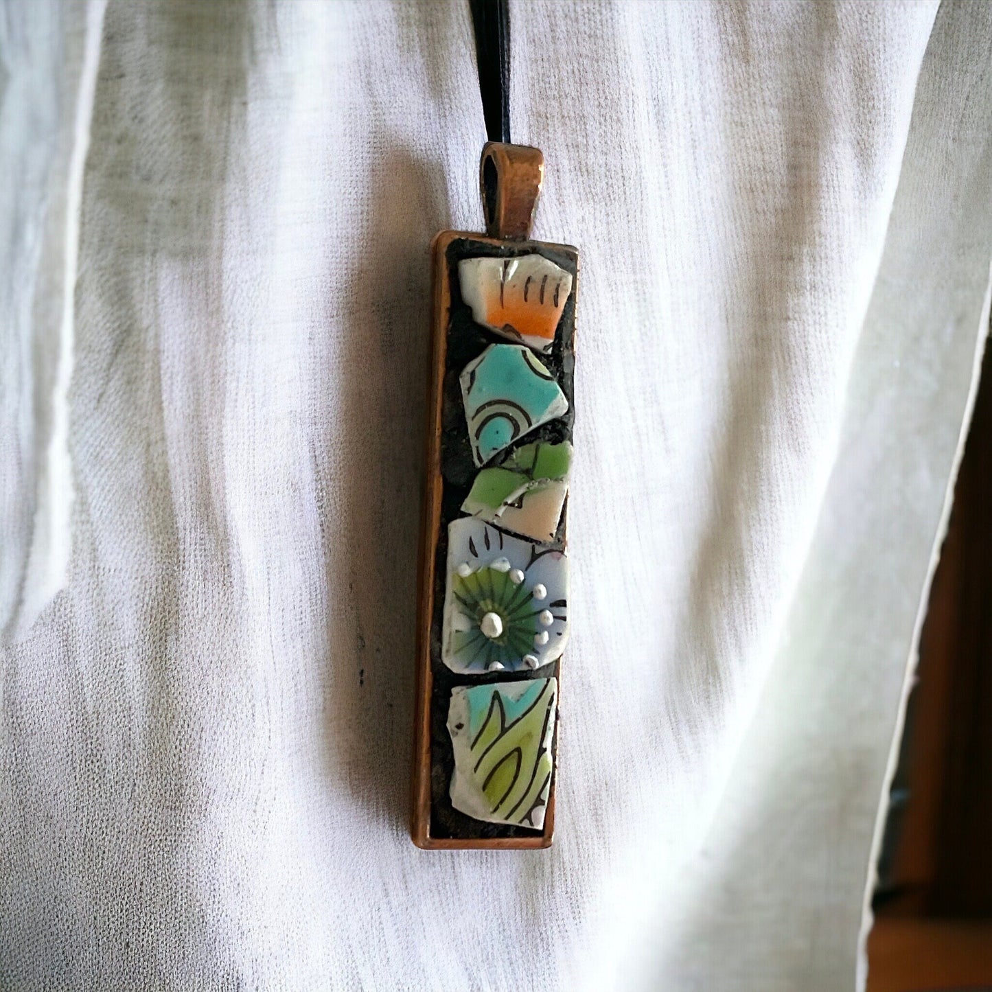 Handmade mosaic necklace - made from upcycled pieces of a broken vintage plate