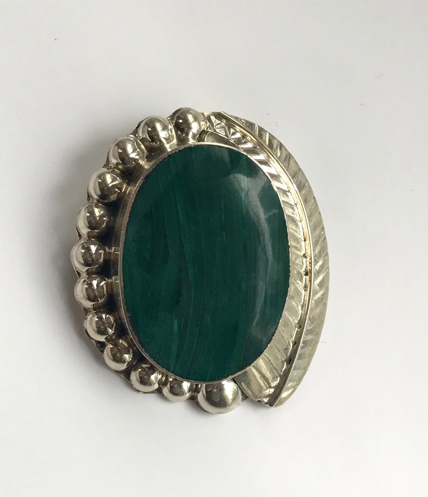 Stunning vintage Southwest Native American Sterling Silver Malachite pin / necklace pendant - can be worn as either