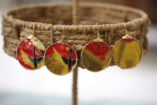 Your choice of handmade paper and metal lightweight dangle earrings