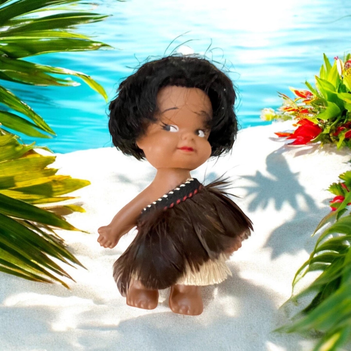 Adorable vintage New Zealand Maori Doll - souvenir doll, tribal, kitsch