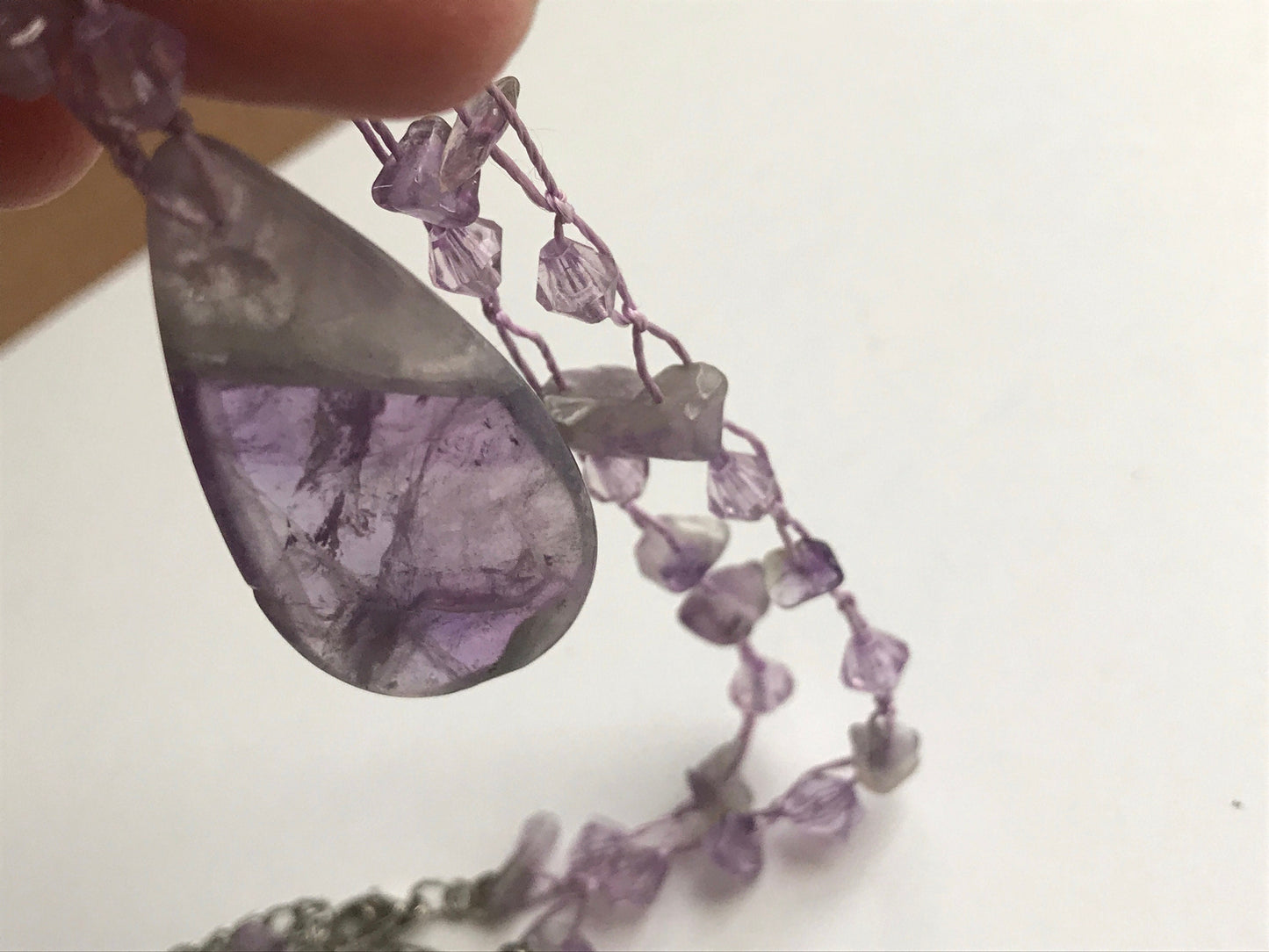 Stunning purple amethyst vintage necklace - lavender amethyst and gemstone chips