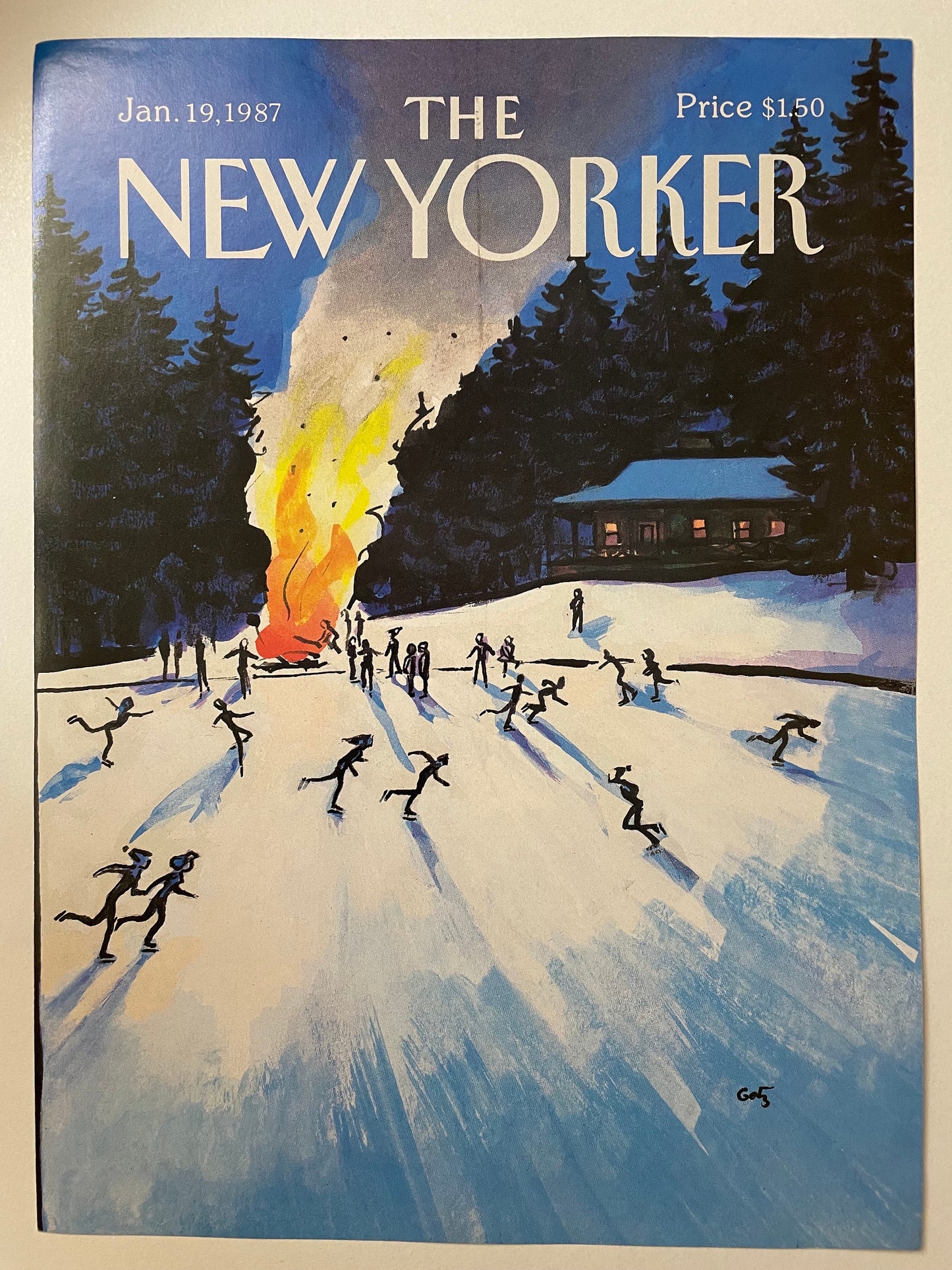 January 19, 1987 - The NEW YORKER Magazine original cover - ice skating