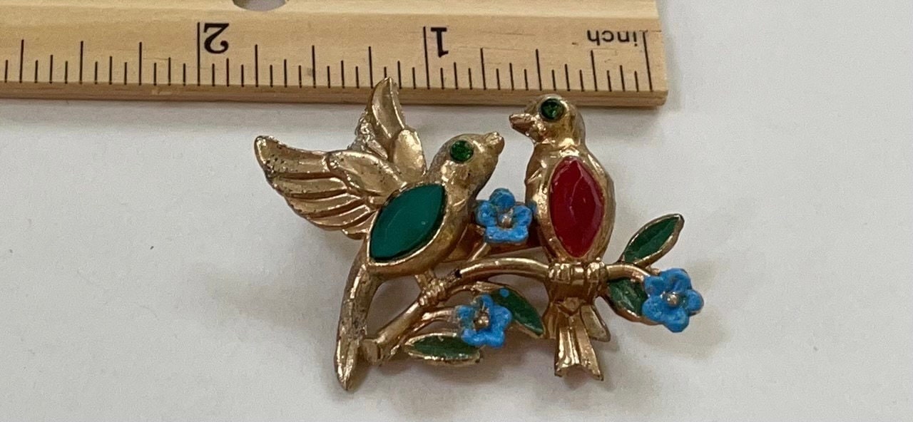 Stunning enhanced vintage bird pin
