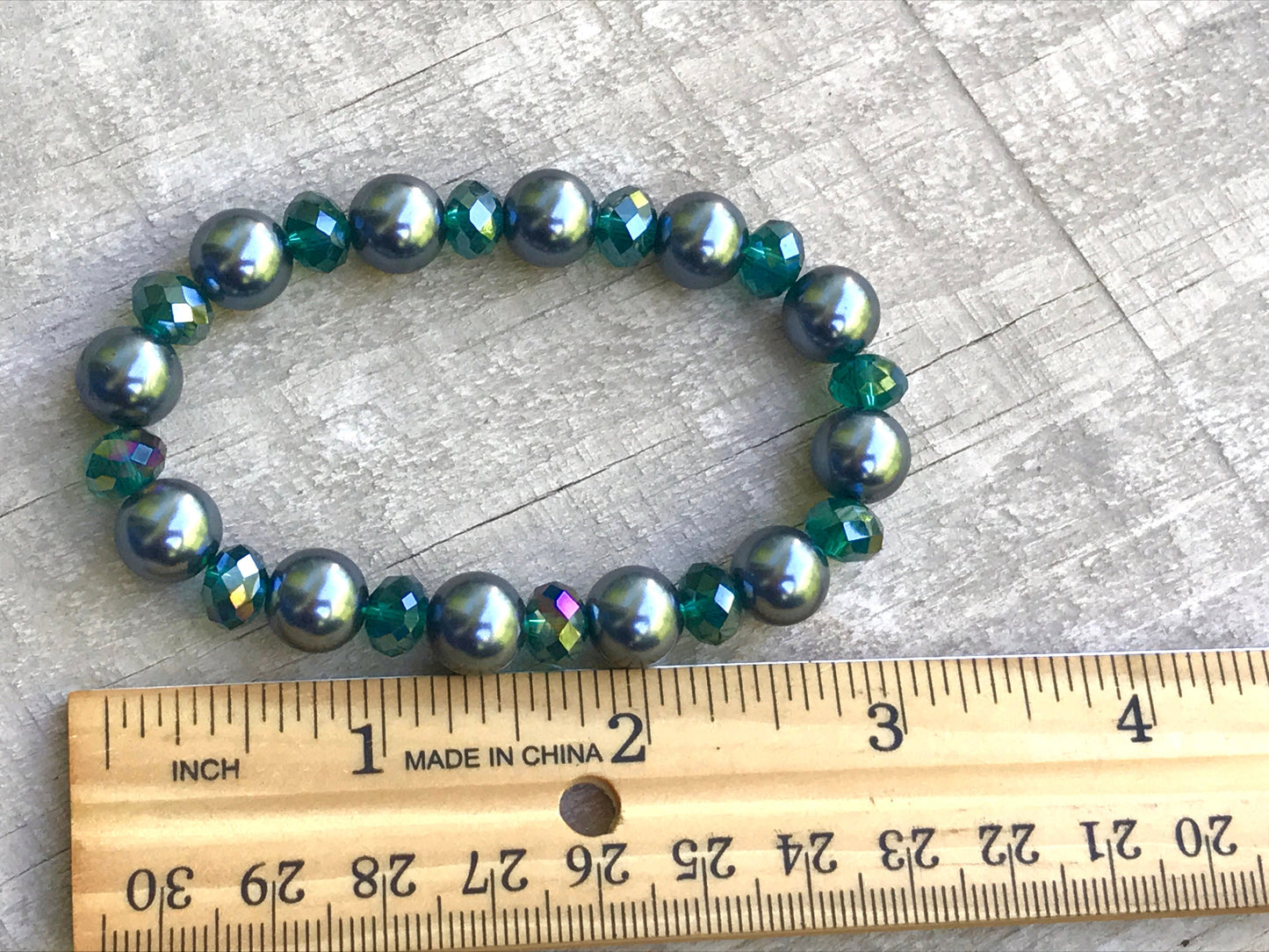 Shades of green vintage beaded bracelet