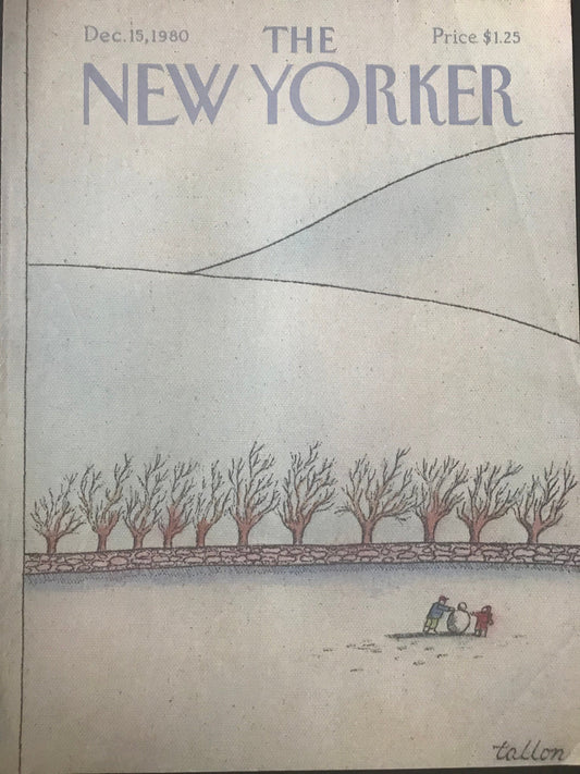 December 5, 1980 - The NEW YORKER Magazine original cover - building a snowman