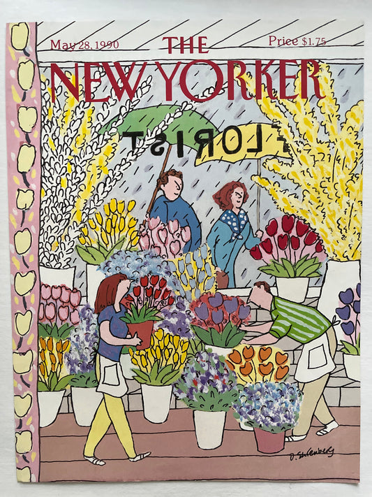 NEW YORKER Magazine original cover - vintage - May 28, 1990 - Florist, flower shop