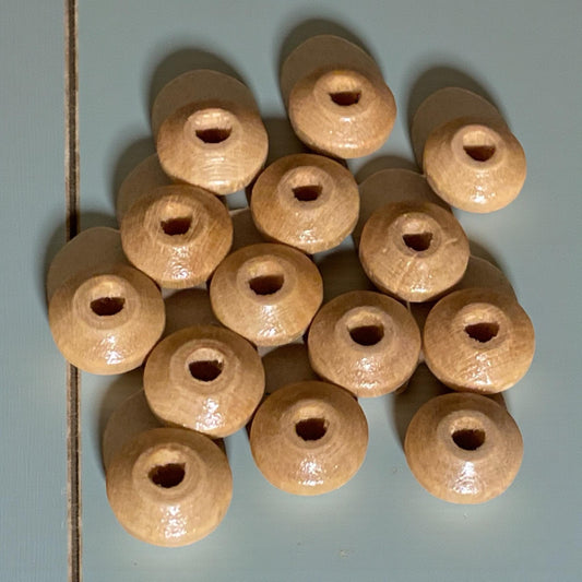Vintage Tan Round Donut Beads – Smooth Spacer Beads for Jewelry Making, Craft Supply, Set of 14 - 10 mm x 5 mm