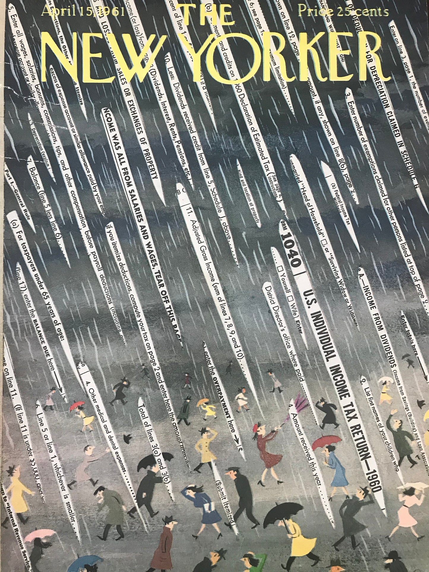 Rare - April 15, 1961 - The NEW YORKER Magazine original cover - please read description