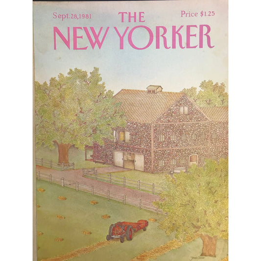 NEW YORKER Magazine original cover - vintage - September 28, 1981 - farm, barn, tractor