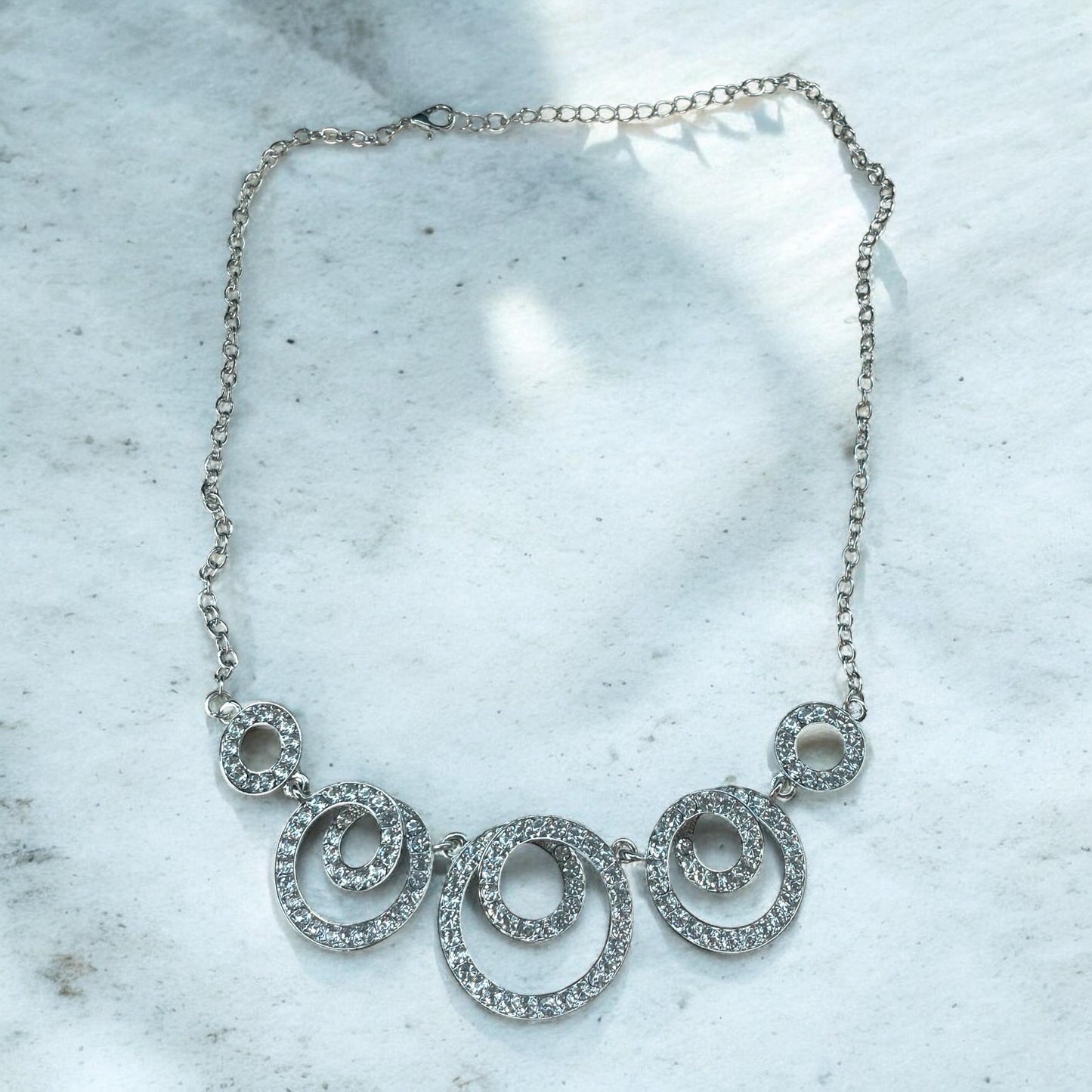 Spiral Rhinestone Necklace – Dainty Crystal Swirl Pendant – Elegant Statement Jewelry – Sparkling Gift for Her