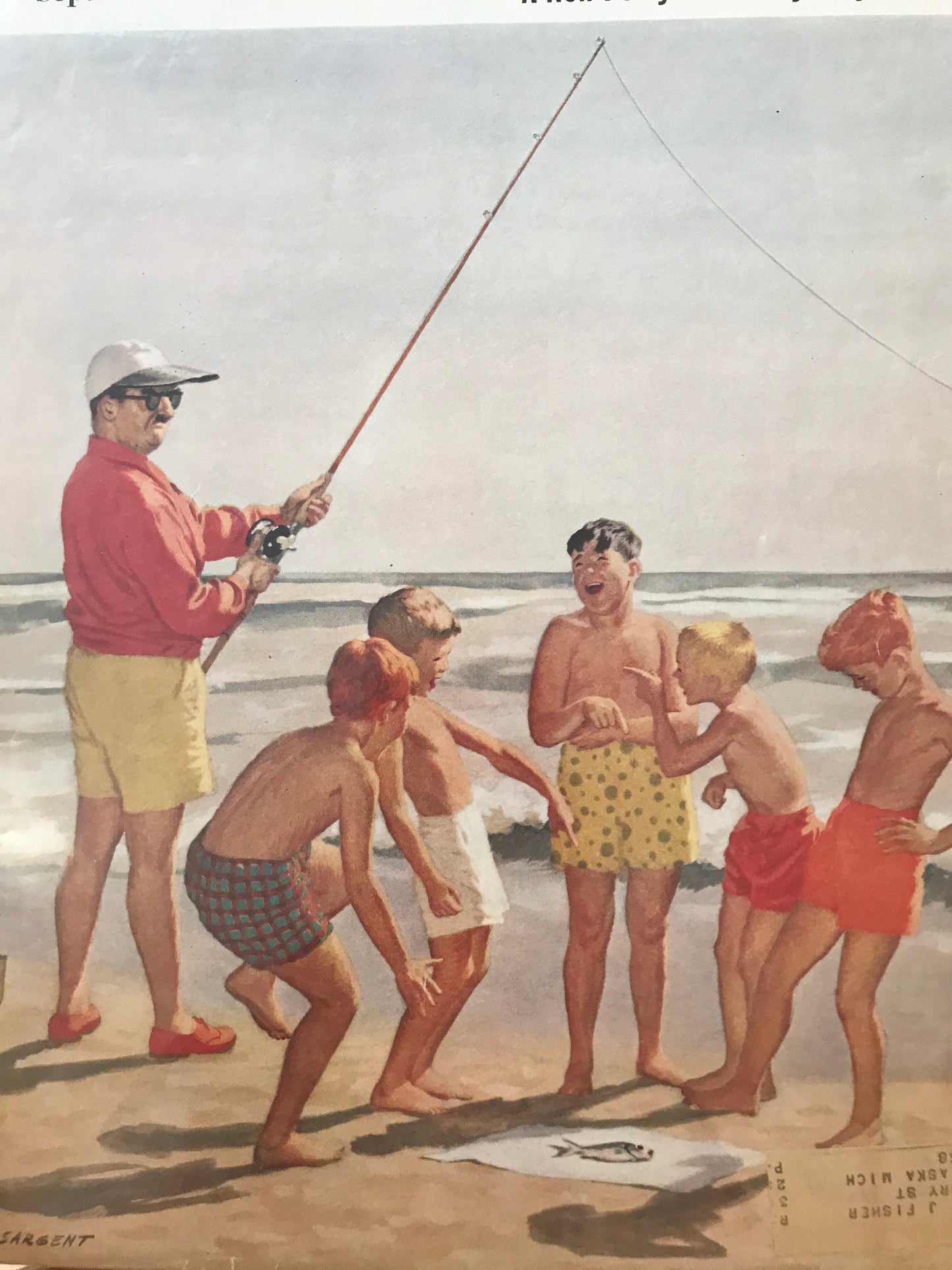 RARE - Saturday Evening Post - Original Cover - September 1, 1956 - fishing