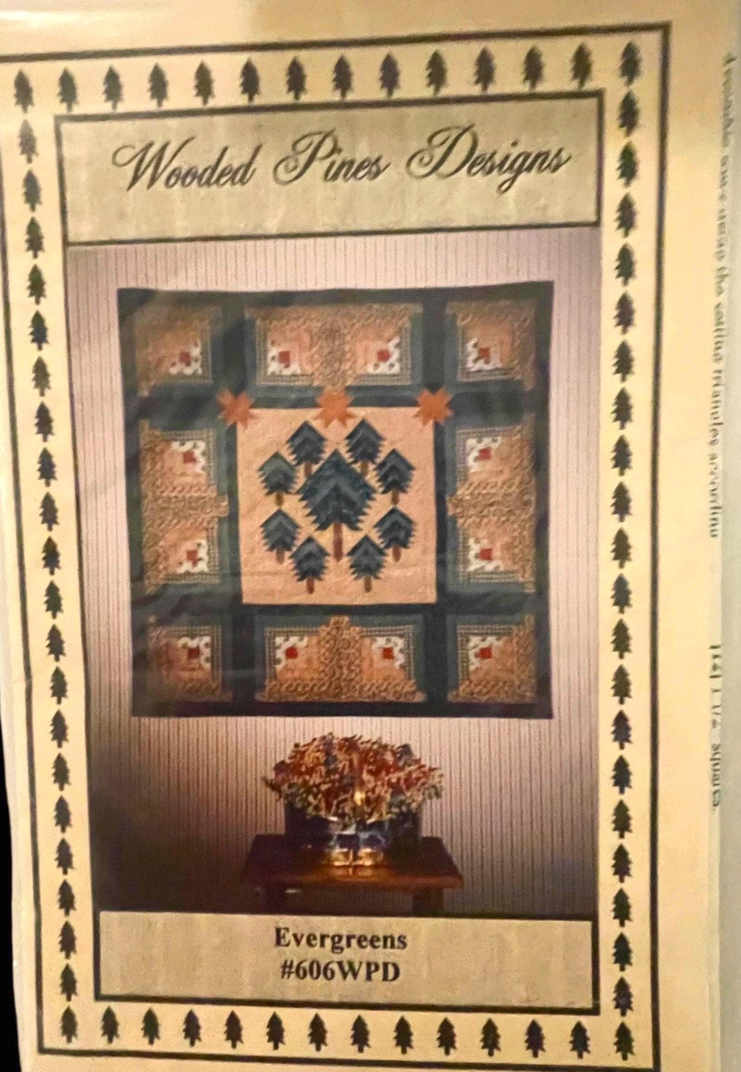 RARE UNCUT Vintage Wooded Pines Designs “Evergreen” Wall Hanging Pattern – Rustic Pine Tree Quilt or Craft Design #606WPD