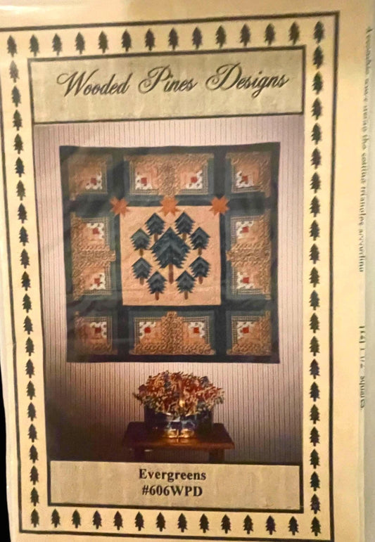 RARE UNCUT Vintage Wooded Pines Designs “Evergreen” Wall Hanging Pattern – Rustic Pine Tree Quilt or Craft Design #606WPD