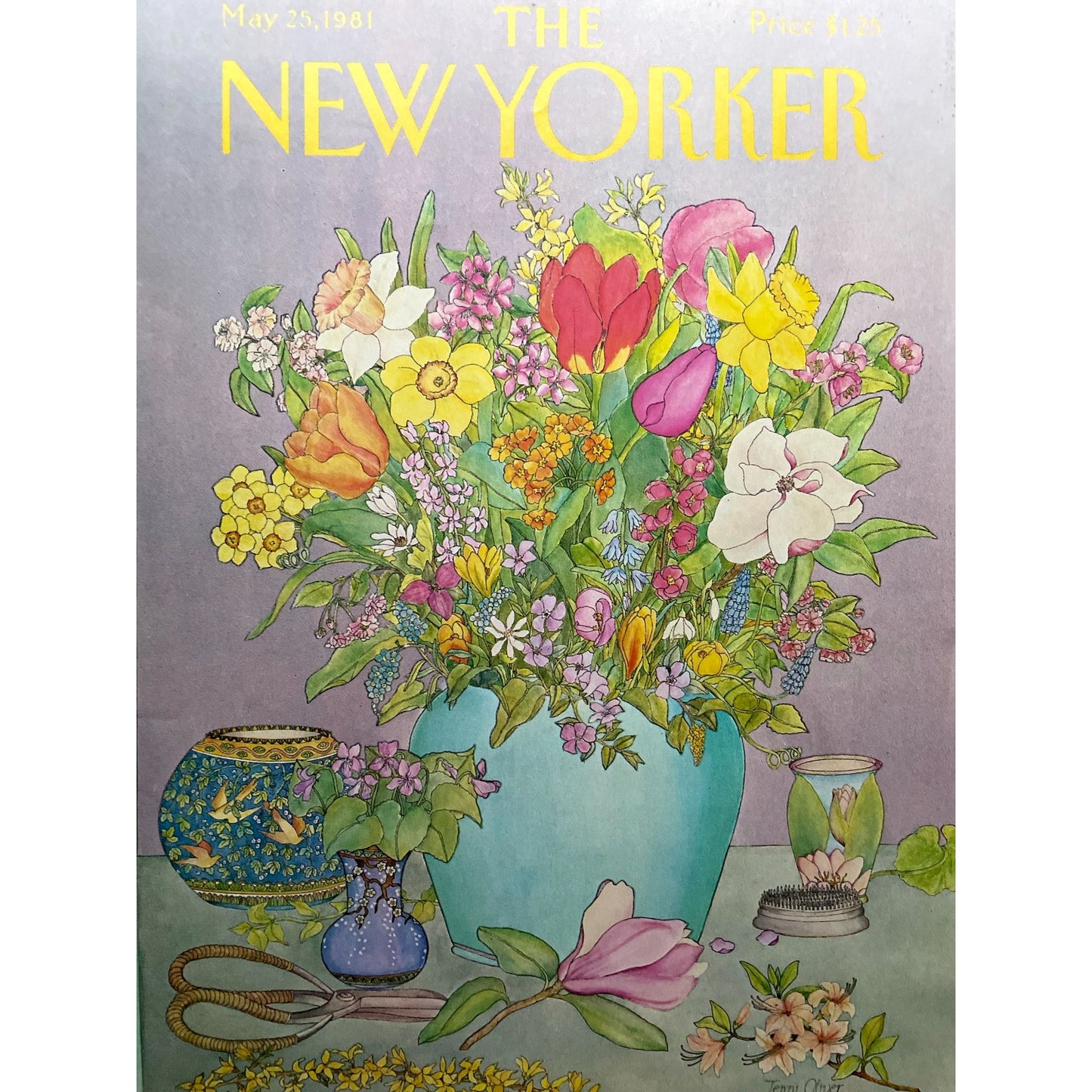 May 25, 1981 - The NEW YORKER Magazine original cover - artist Jenni Oliver - flowers in a vase