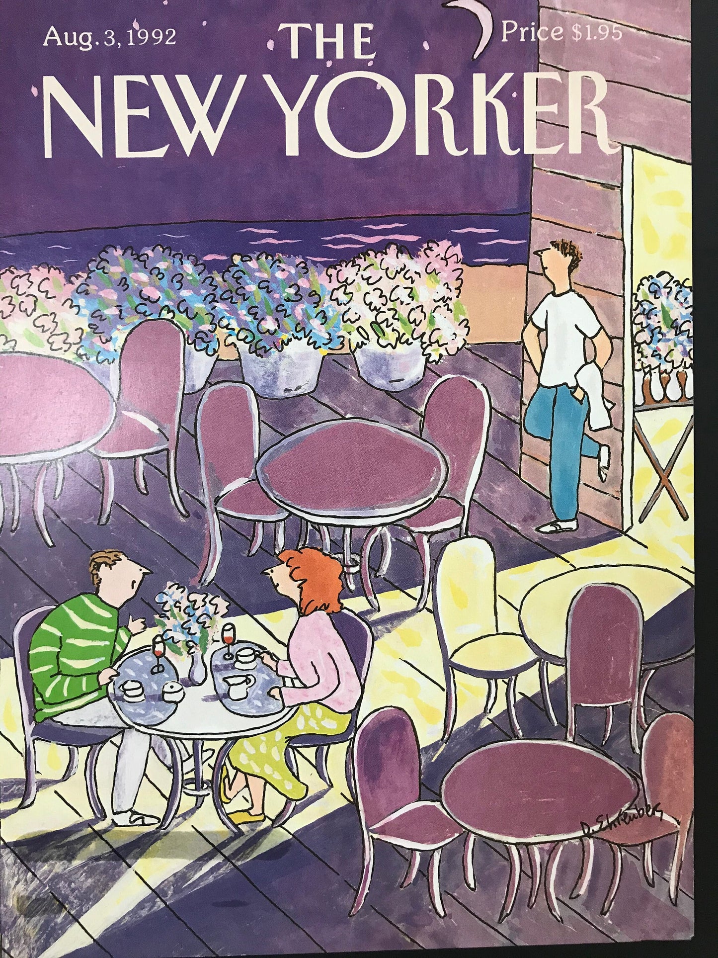 August 3, 1992 - The NEW YORKER Magazine original cover  - couple eating dinner