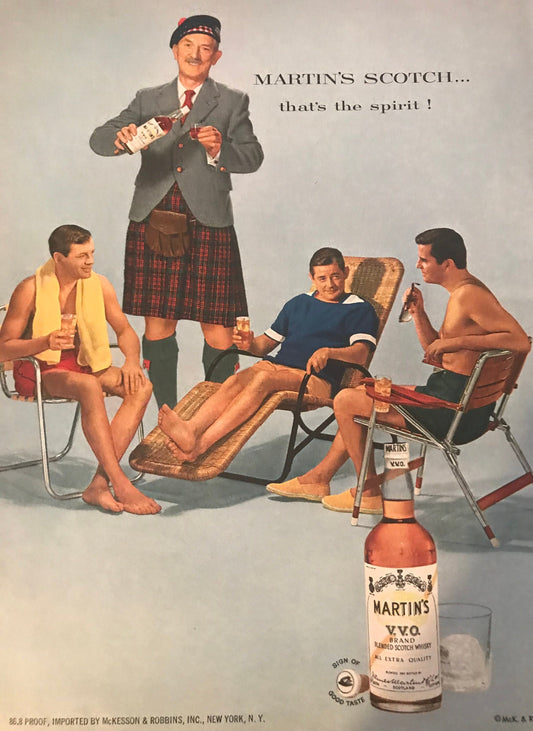 Original 1950's vintage ad cut from original New Yorker magazine - Martin's Scotch