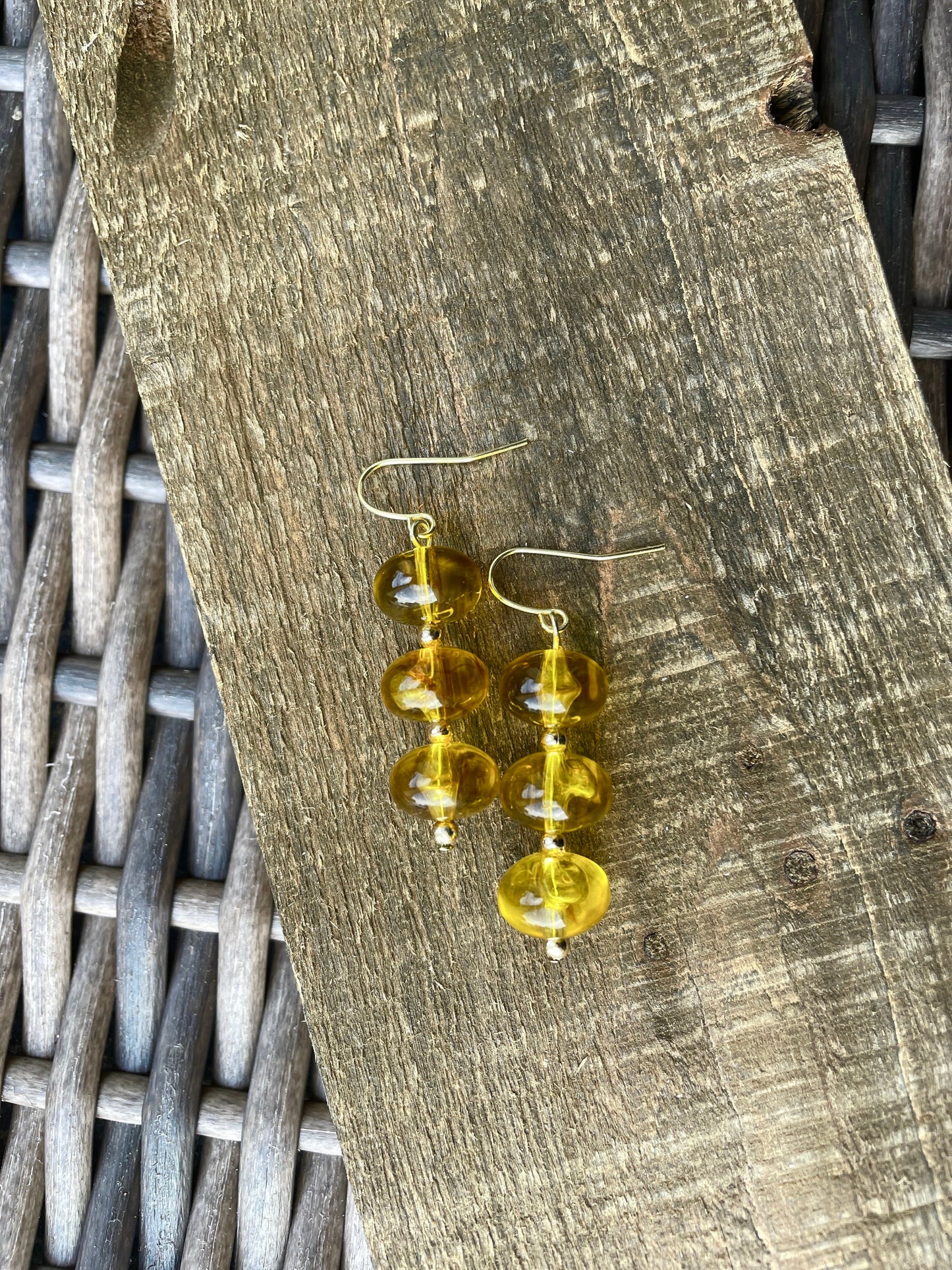 Yellow dangle sphere earrings