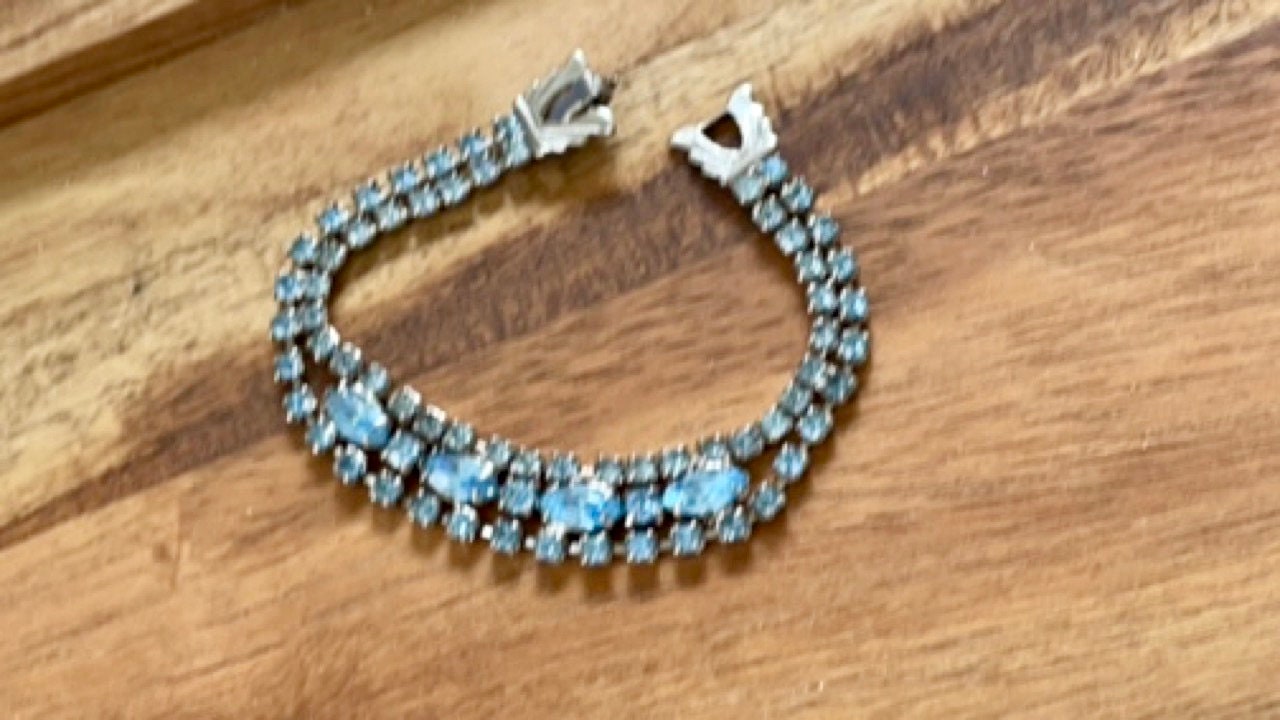 Light blue rhinestone vintage bracelet