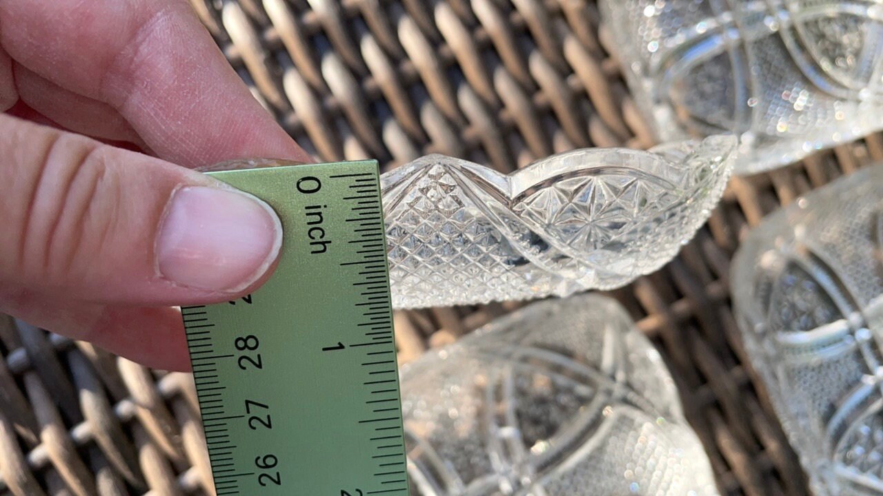 Stunning vintage deep etched crystal glass catch all dish