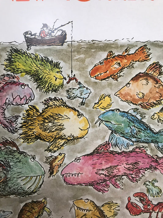 May 12, 1980 - The NEW YORKER Magazine original cover - by artist Ed Koren - fisherman, fishing, fis