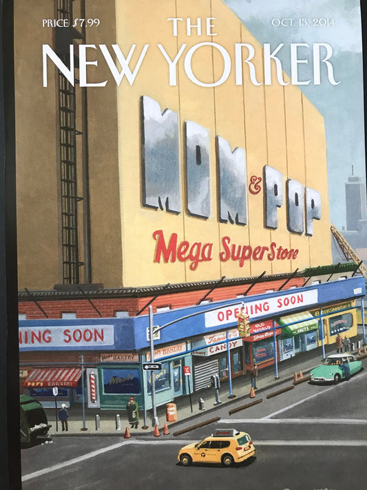 October 13 2014 - The NEW YORKER Magazine original cover - Mom & Pop Megastore