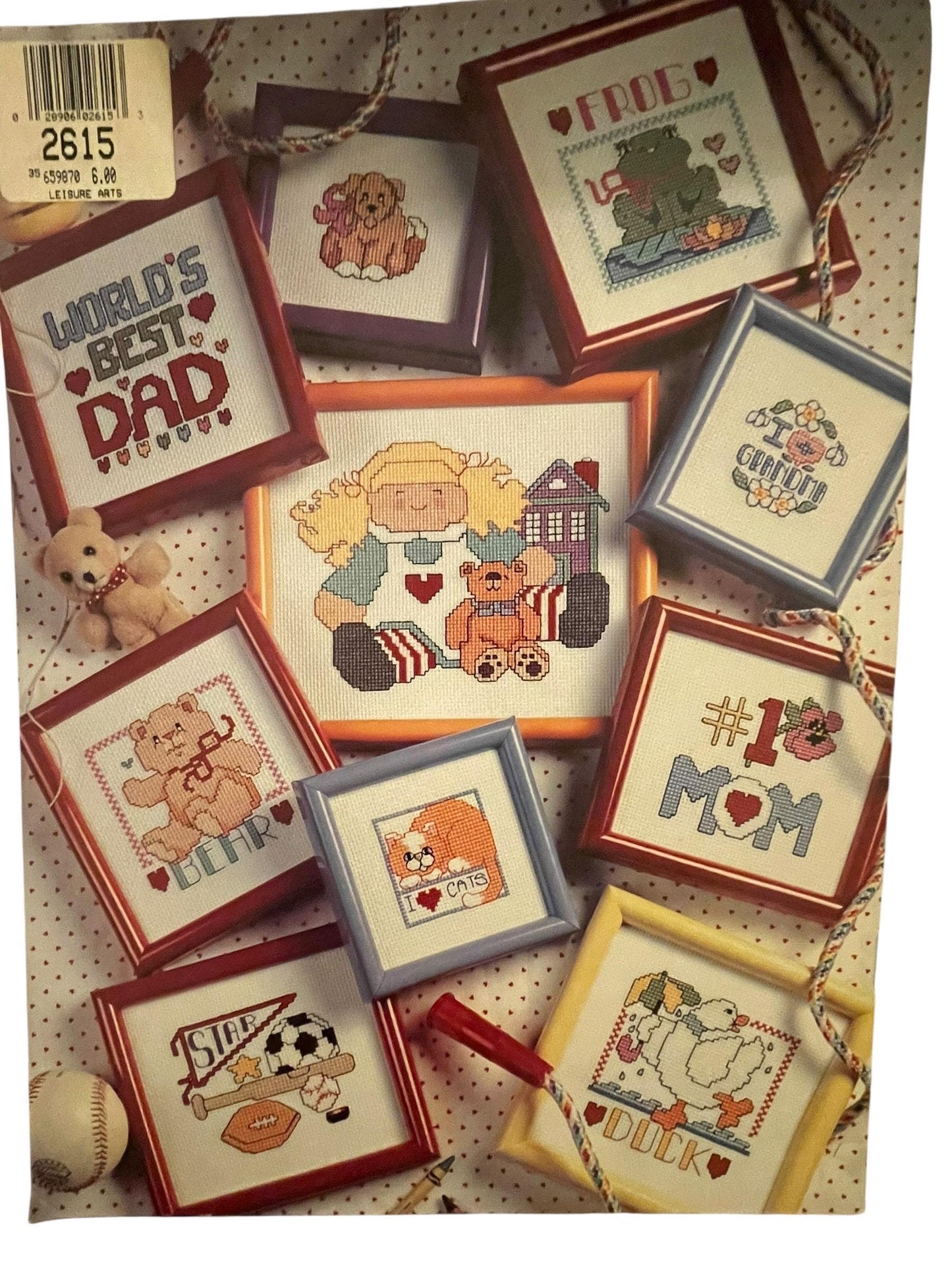 Vintage Teach Me to Stitch by Linda Gillum – Leisure Arts Leaflet 2615 – 1990s Cross-Stitch Instruction Booklet for Beginners