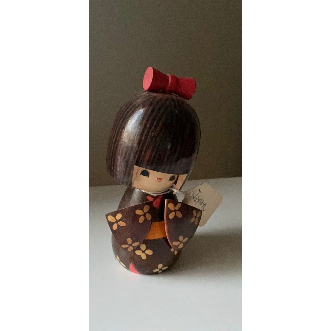 Vintage handmade signed wooden Japanese Kokeshi doll