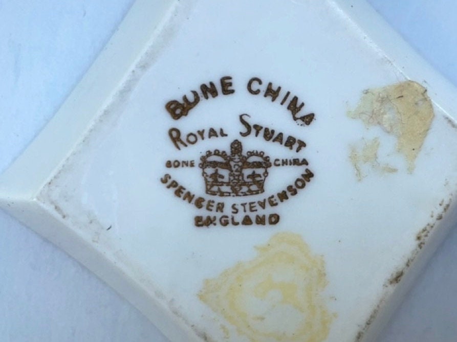 Spencer Stevenson Royal Stuart Bone China England rare diamond and spade playing-card themed little vintage holders