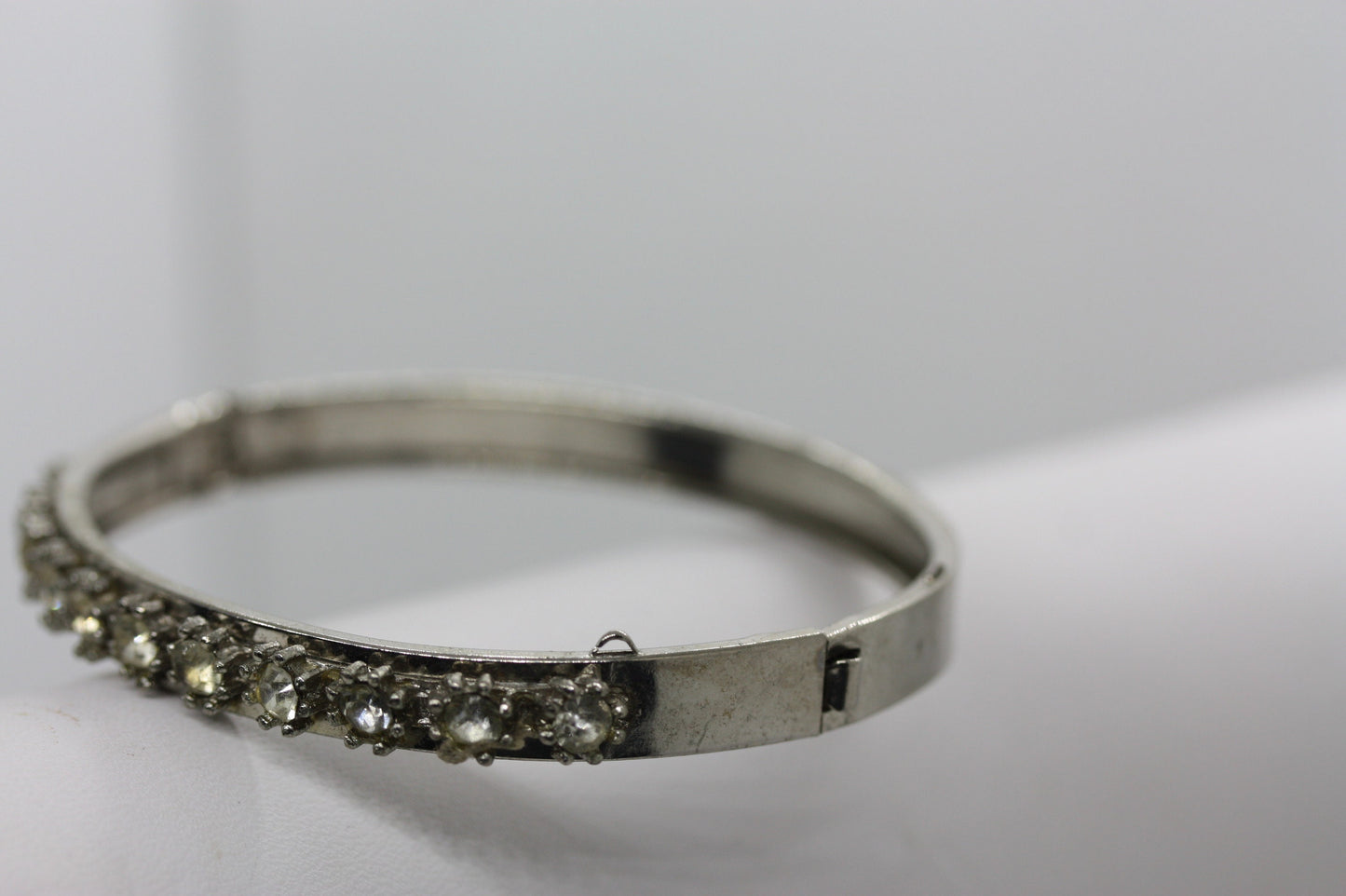 Vintage rhinestone bangle bracelet - one size fits all
