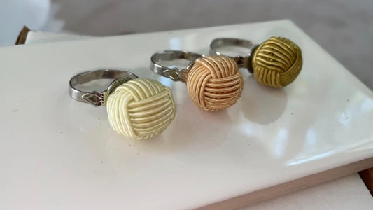 Fun rings made of Satin Chinese ball knots - choose your color - ivory, peach, creamy linen