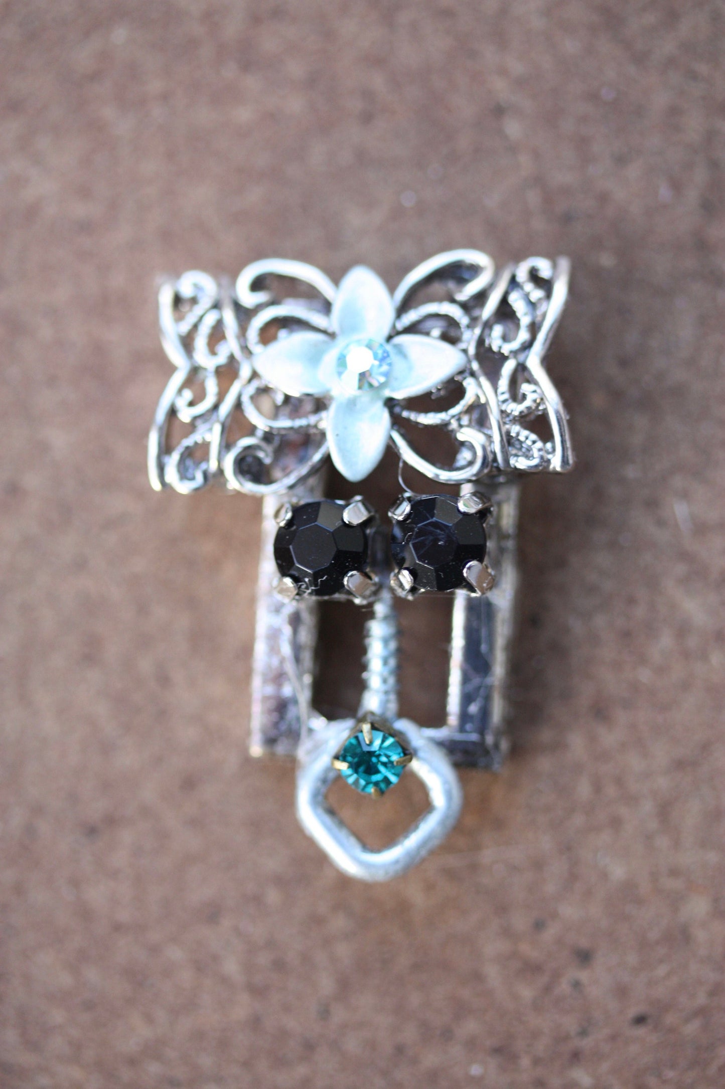 Meet "Lucy" - Assemblage art / mixed media collage - little flying insect magnet, lapel pin or necklace pendant