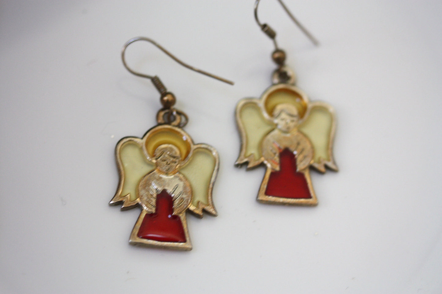 Stunning vintage stained glass angel earrings