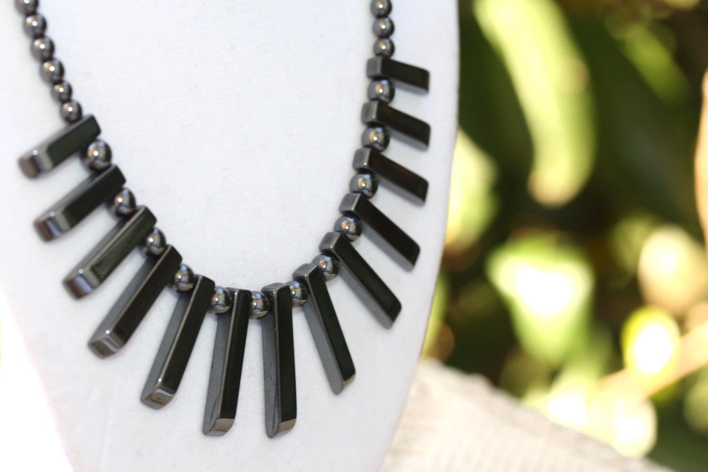 Stunning black vintage hematite necklace