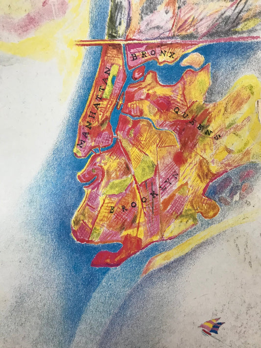 The NEW YORKER cover only - August 3, 1987 - Map of New York