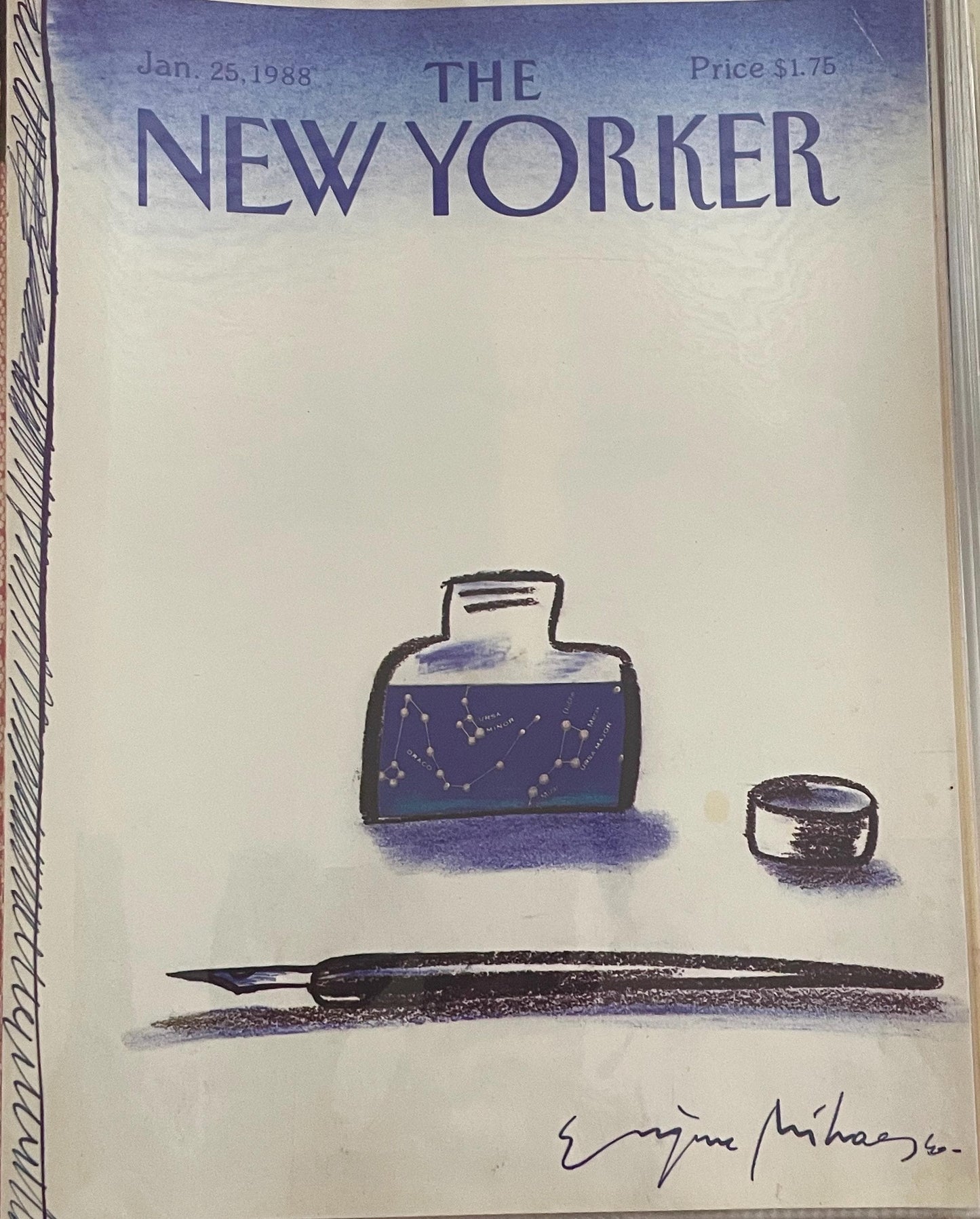 January 25, 1988 - The NEW YORKER Magazine original cover - pen and ink