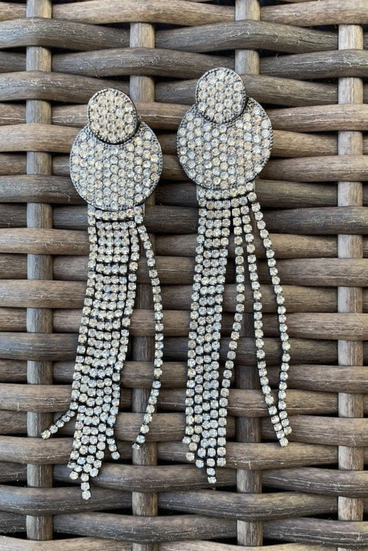 Stunning long all rhinestone vintage dangle earrings