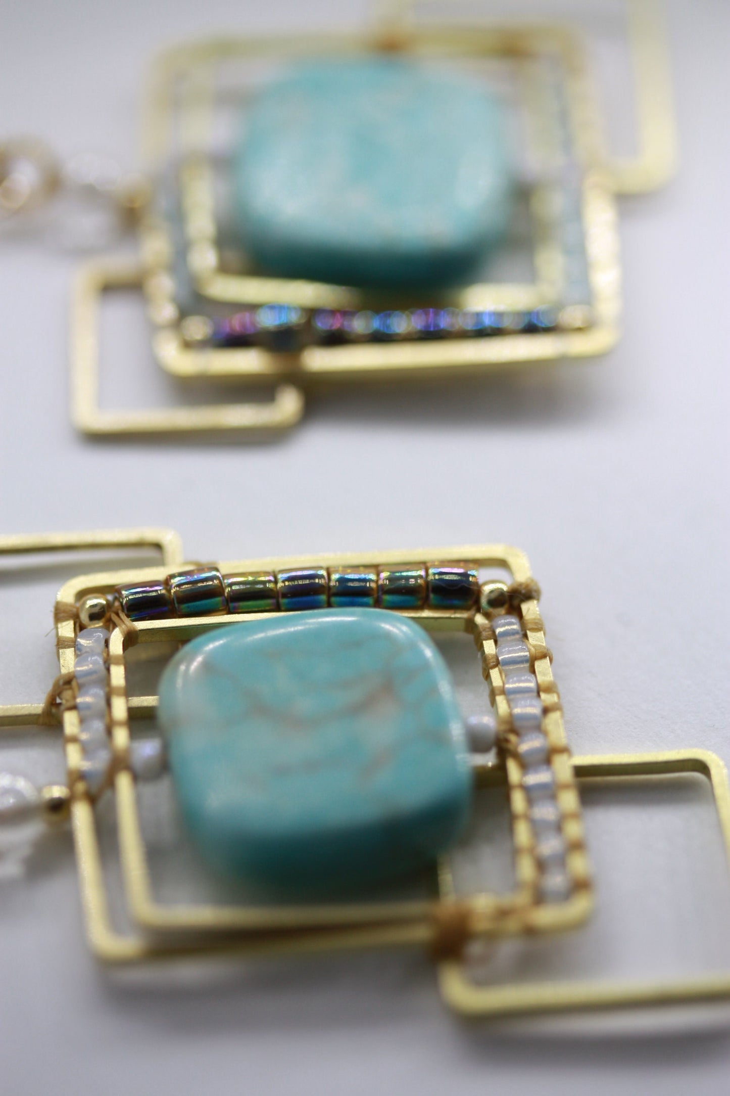 Uniquely modern art handmade beadwork earrings - part of my original "Shapes" series