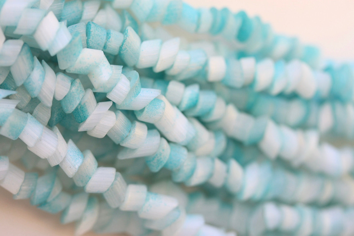 Stunning all glass -  horizontally cut turquoise glass lush vintage multi strand necklace