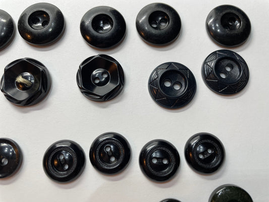 Lot of black and dark shaded vintage buttons