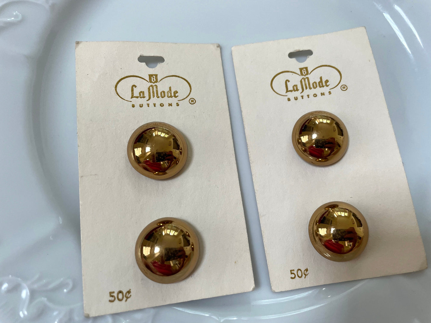 Lot of La Mode buttons still on original cards - Made in Holland - Hunter green, black and gold