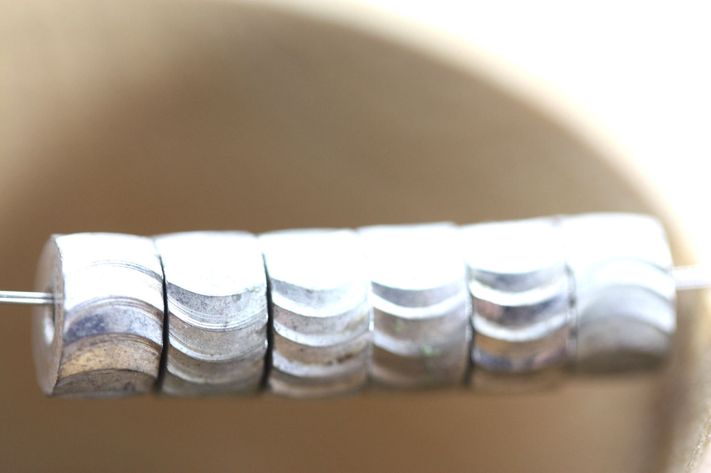 Vintage etched metal spacer beads - Approx. 5 mm