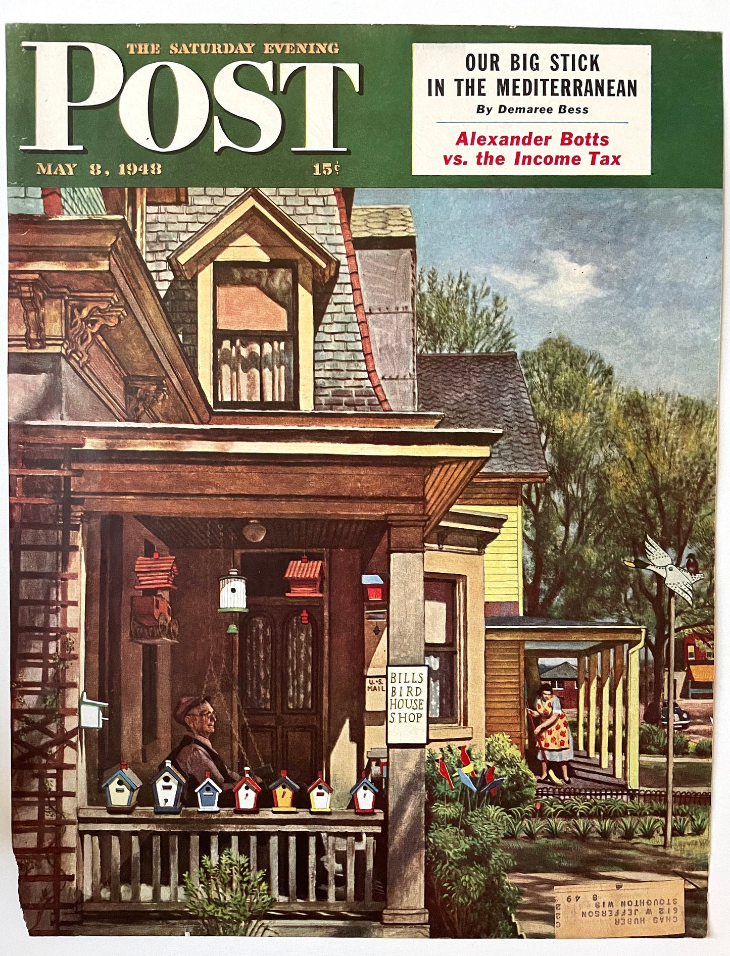 RARE - Saturday Evening Post - Original Cover - May 8, 1948 - bird house shop