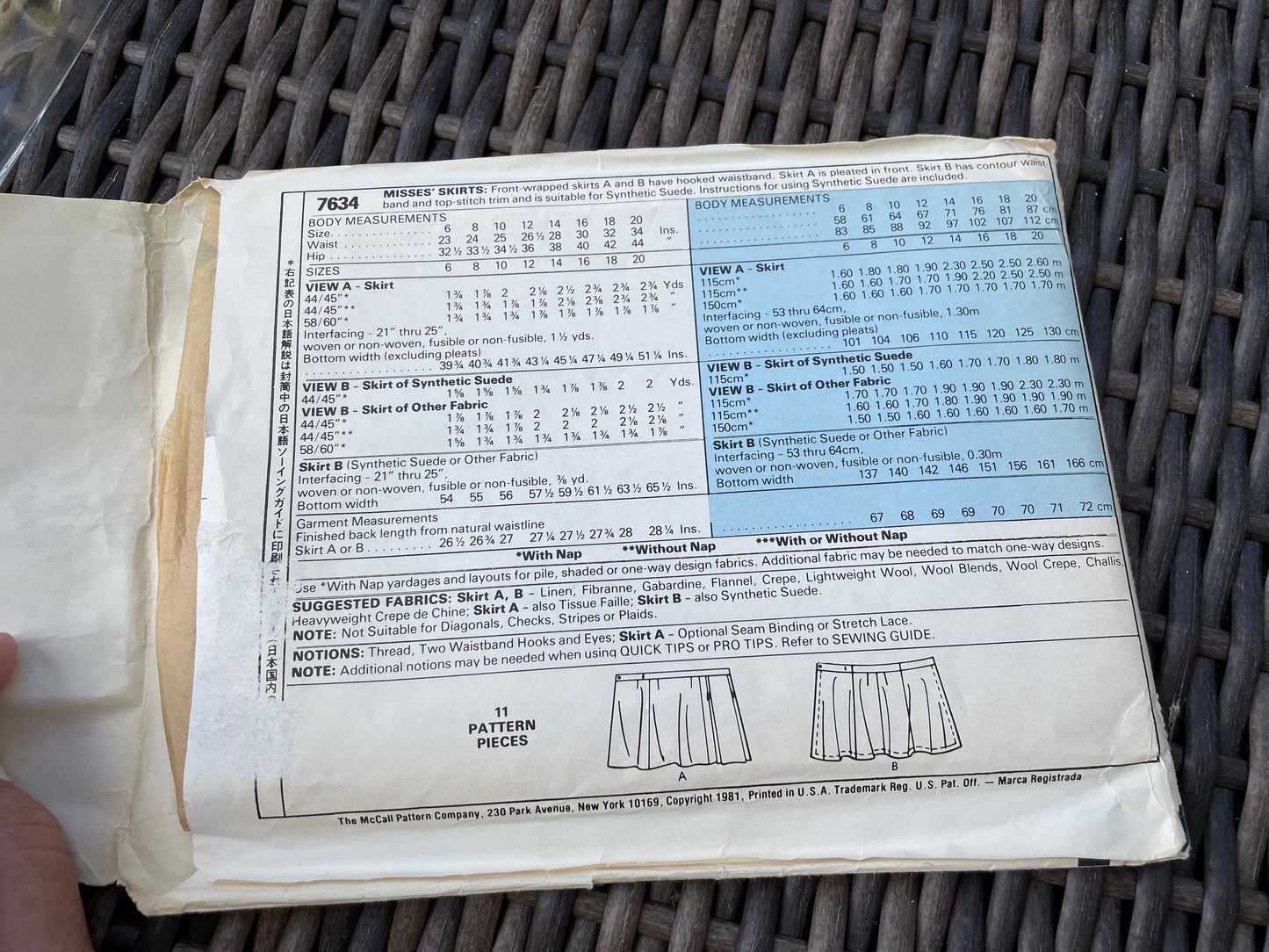 UNCUT Vintage Sewing Pattern from 1981 - McCall's 7634 Misses Front Wrapped Skirt by Palmer and Pletsch - Misses Size 20