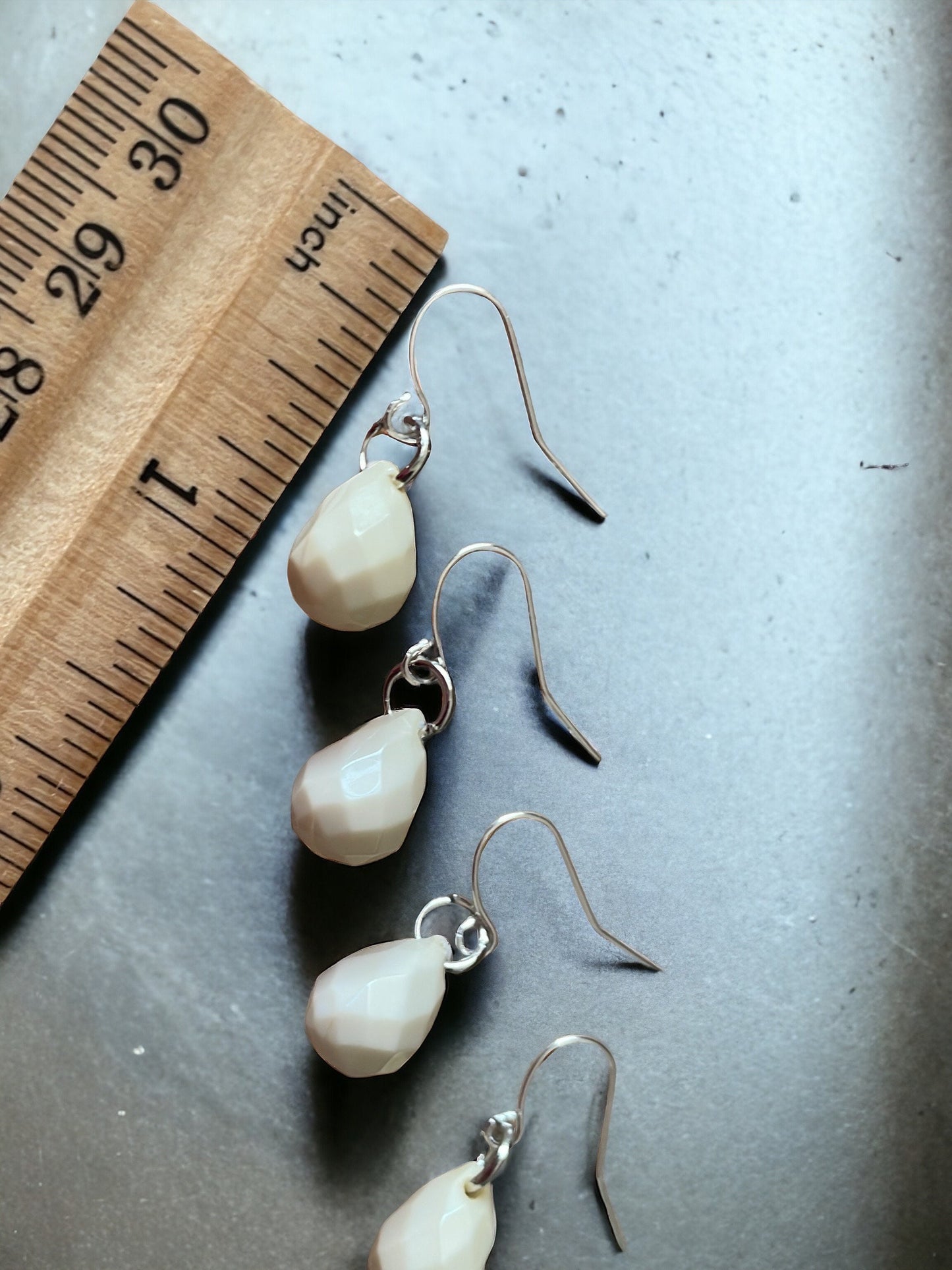 Small little "cream puff" simple easy to wear, go-with-everything dangle earrings