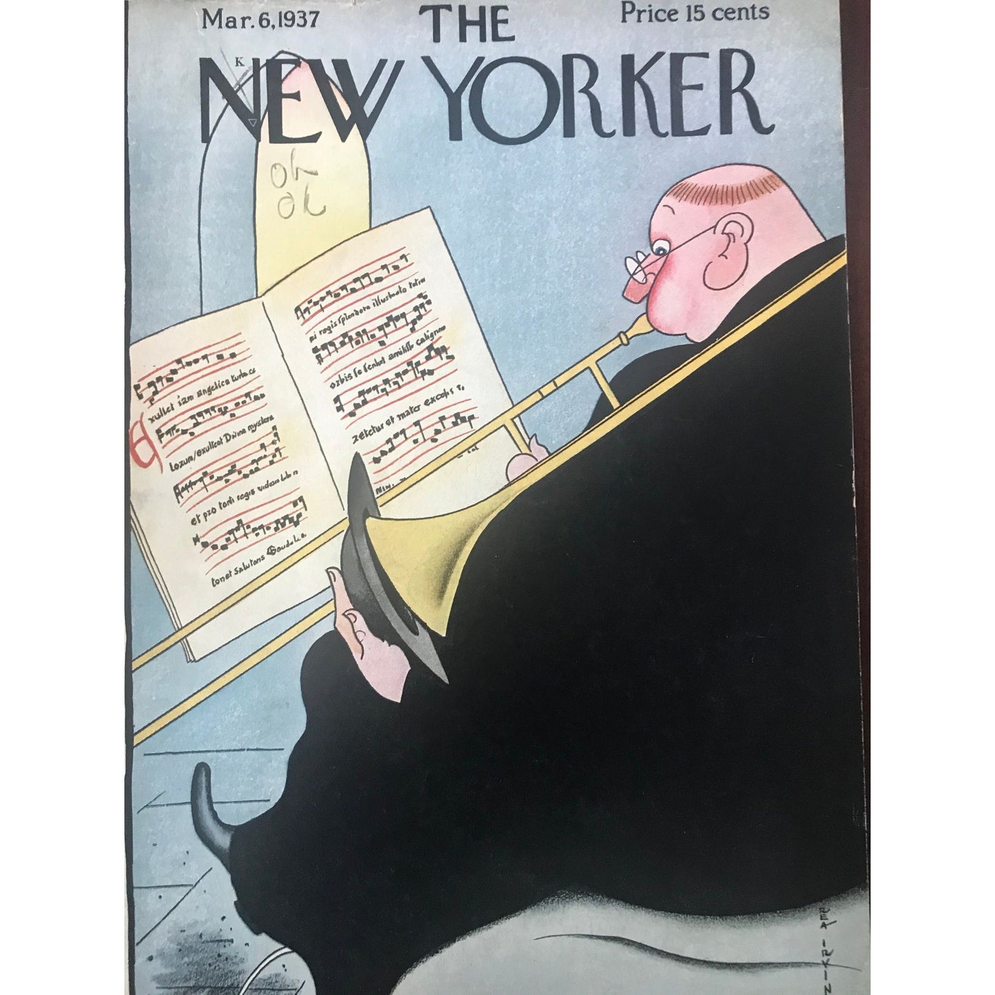 Very Rare - March 6, 1937 - The NEW YORKER Magazine original cover by Rea Irvin - musician - please read description