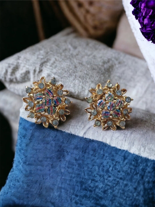 Vintage Star brand rhinestone clip on earrings